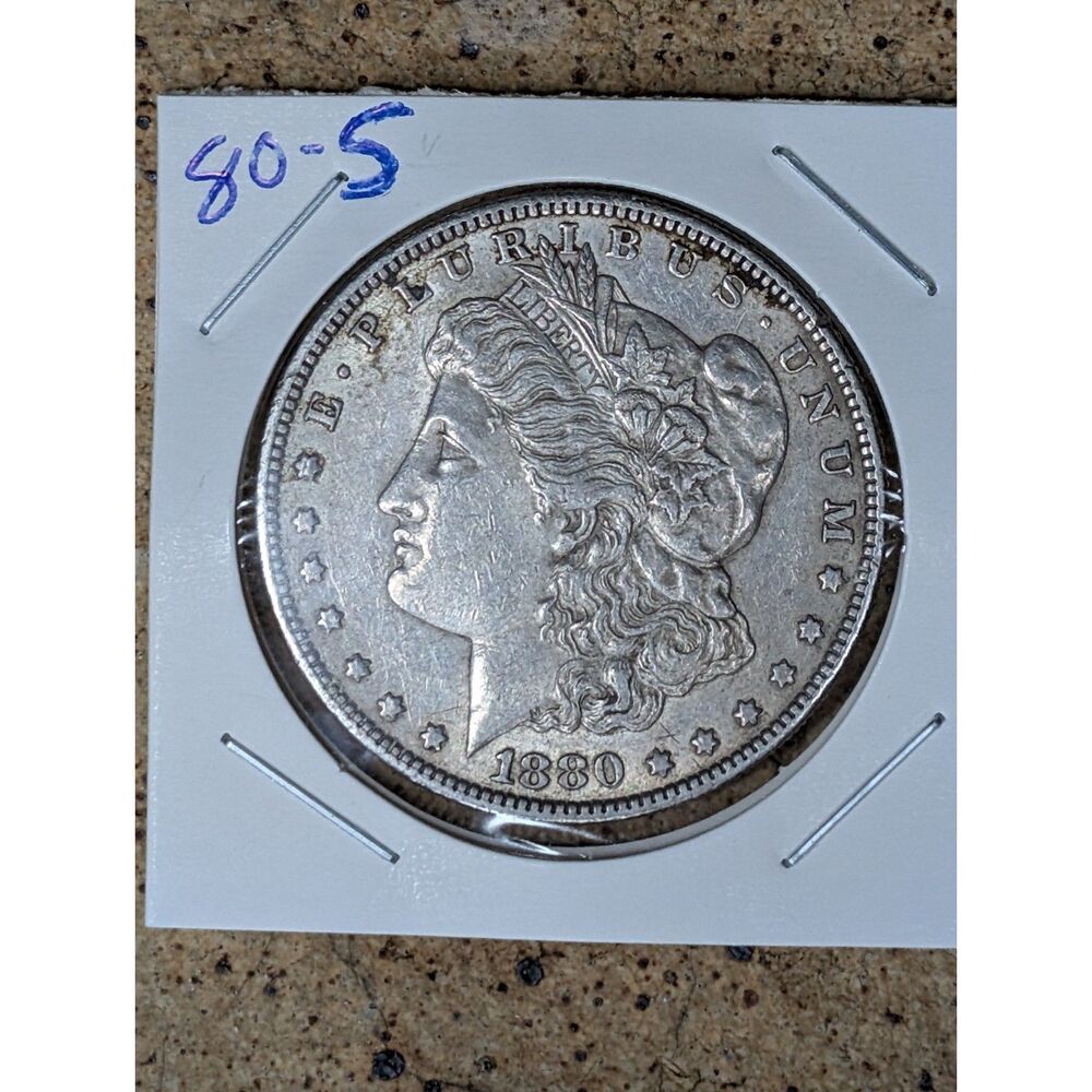 1880-S Morgan Silver Dollar – 90% Silver – Circulated - Full Hair and Feathers